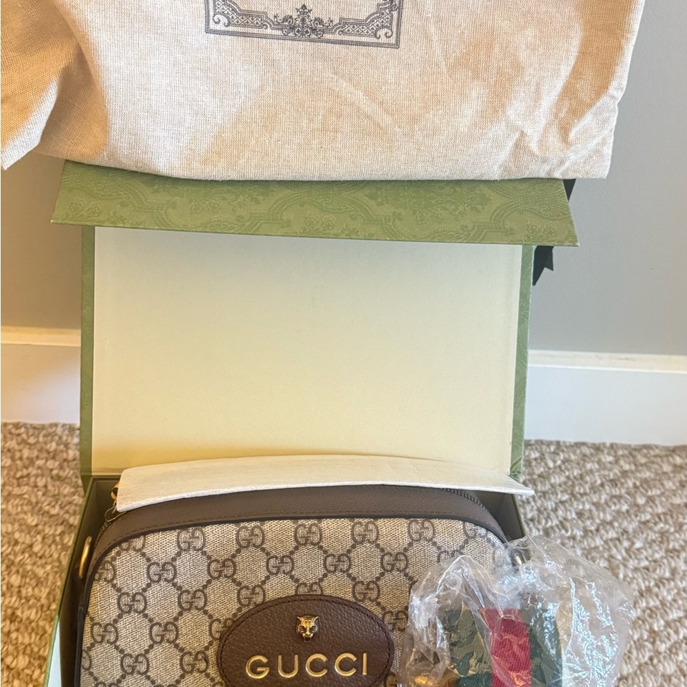 Gucci Taupe Leather Crossbody Bag